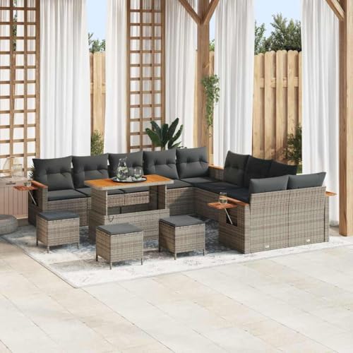 Aiious Garten-Sofa-Set mit Kissen mit Speicher 14 pcs Grau Poly Rattan Aiious Garten-Sofa-Set mit Kissen mit Speicher 14 pcs Grau Poly Rattan von Aiious