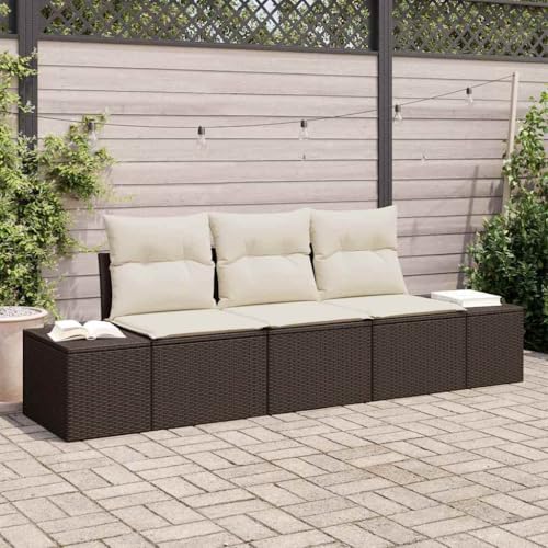 Aiious Garten-Sofa-Set mit Kissen mit Speicher 3 pcs Braun und Creme Aiious Garten-Sofa-Set mit Kissen mit Speicher 3 pcs Braun und Creme von Aiious