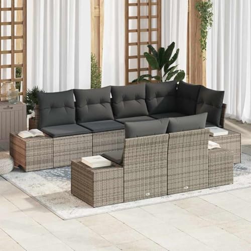 Aiious Garten-Sofa-Set mit Kissen mit Speicher 7 pcs Grau Aiious Garten-Sofa-Set mit Kissen mit Speicher 7 pcs Grau von Aiious
