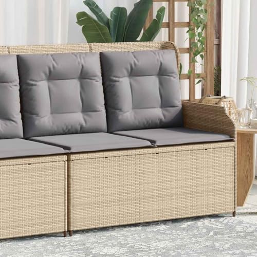 Aiious Gartenbank Verstellbar mit Kissen Beige Poly Rattan Aiious Gartenbank Verstellbar mit Kissen Beige Poly Rattan von Aiious