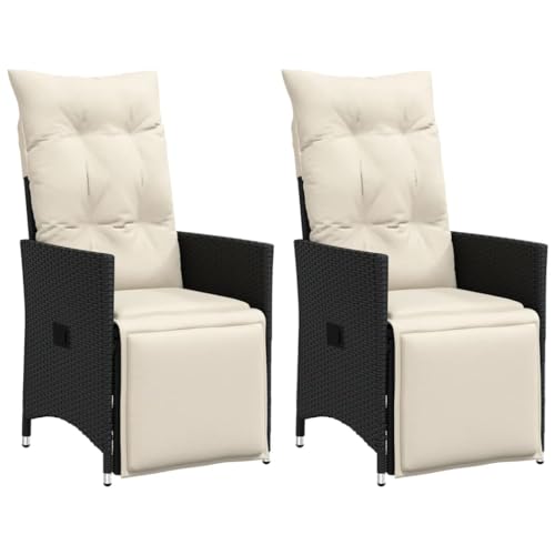 Aiious Gartensessel mit Kissen 2 STK. Verstellbar Schwarz Poly Rattan Aiious Gartensessel mit Kissen 2 STK. Verstellbar Schwarz Poly Rattan von Aiious