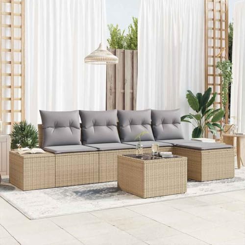 Aiious Robustes Gartensofa-Set 6 Personen Beige UV-Best?ndiges Poly Rattan Aiious Robustes Gartensofa-Set 6 Personen Beige UV-Best?ndiges Poly Rattan von Aiious