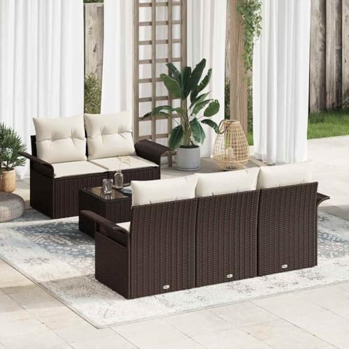 Aiious Modulares 6er Set Gartensofa in Braun aus hochwertigem Poly Rattan von Aiious