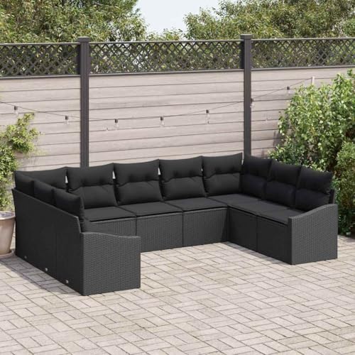 Aiious Modulares Poly Rattan Sofa-Set 9 Stueck Schwarz Aiious Modulares Poly Rattan Sofa-Set 9 Stueck Schwarz von Aiious