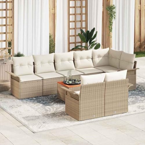 Aiious Gartensofa-Set 9 Stuecke Beige Poly Rattan Mit Tisch Stauraum Komplett Aiious Gartensofa-Set 9 Stuecke Beige Poly Rattan Mit Tisch Stauraum Komplett von Aiious