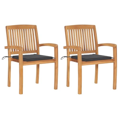 Aiious Gartenst¨¹hle 2 STK. mit Anthrazit Kissen Massivholz Teak Aiious Gartenst¨¹hle 2 STK. mit Anthrazit Kissen Massivholz Teak von Aiious