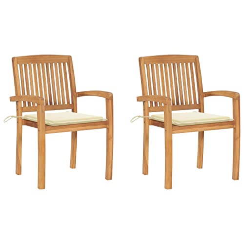 Aiious Gartenst¨¹hle 2 STK. mit Cremewei?en Kissen Massivholz Teak Aiious Gartenst¨¹hle 2 STK. mit Cremewei?en Kissen Massivholz Teak von Aiious