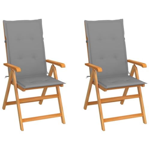 Aiious Gartenst¨¹hle 2 STK. mit Grauen Kissen Massivholz Teak Aiious Gartenst¨¹hle 2 STK. mit Grauen Kissen Massivholz Teak von Aiious