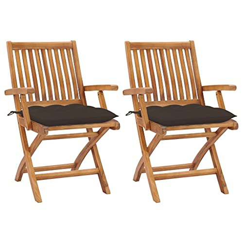 Aiious Gartenst¨¹hle 2 STK. mit Taupe Kissen Massivholz Teak Aiious Gartenst¨¹hle 2 STK. mit Taupe Kissen Massivholz Teak von Aiious