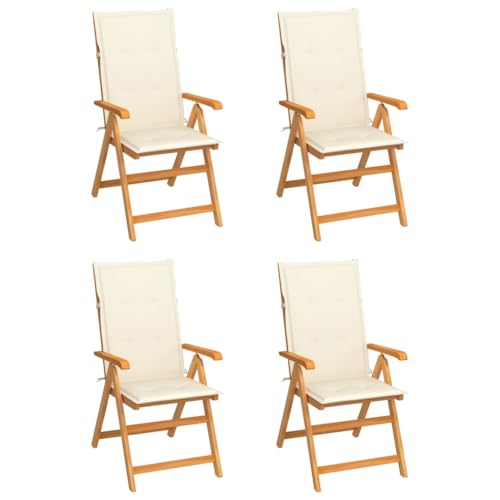 Aiious Gartenst¨¹hle 4 STK. mit Cremewei?en Kissen Massivholz Teak Aiious Gartenst¨¹hle 4 STK. mit Cremewei?en Kissen Massivholz Teak von Aiious