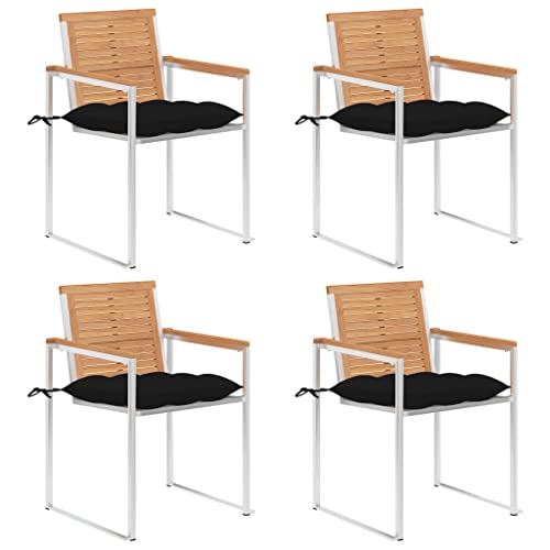 Aiious Gartenst¨¹hle 4 STK. mit Kissen Massivholz Teak von Aiious
