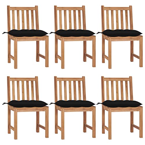 Aiious Gartenst¨¹hle 6 STK. mit Kissen Massivholz Teak von Aiious