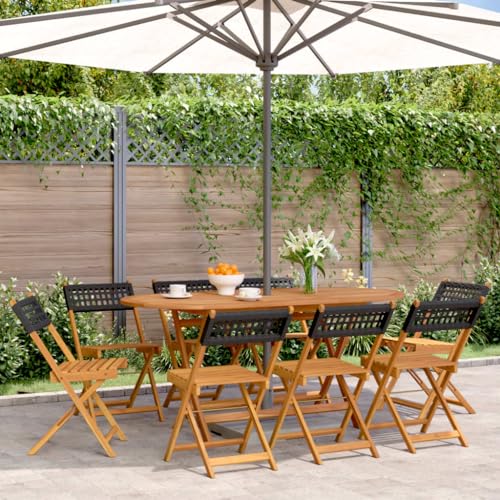 Aiious Gartenst¡§1hle 8 STK. Klappbar Schwarz Poly Rattan & Massivholz Aiious Gartenst¡§1hle 8 STK. Klappbar Schwarz Poly Rattan & Massivholz von Aiious