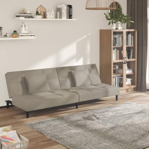 Aiious Hellgraues Samt-Schlafsofa 2-Sitzer mit 2 Kissen - Ideal f¨¹r ¨¹bernachtungsg?ste in Wohnzimmer, Keller UVM. Aiious Hellgraues Samt-Schlafsofa 2-Sitzer mit 2 Kissen - Ideal f¨¹r ¨¹bernachtungsg?ste in Wohnzimmer, Keller UVM. von Aiious