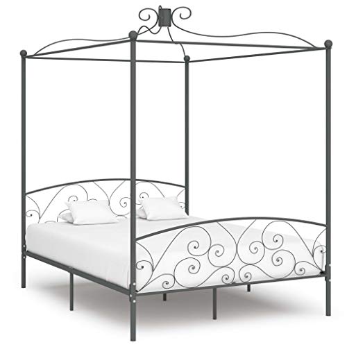 Aiious Himmelbett-Gestell Grau Metall 160 x 200 cm Aiious Himmelbett-Gestell Grau Metall 160 x 200 cm von Aiious