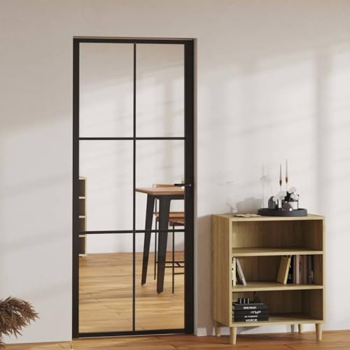 Aiious Innent¨¹r ESG Glas und Aluminium 83x201,5 cm Schwarz von Aiious