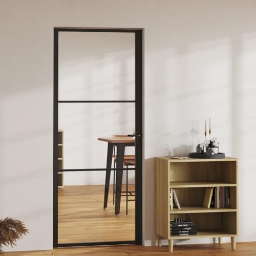 Aiious Innent¨¹r ESG Glas und Aluminium 83x201,5 cm Schwarz von Aiious
