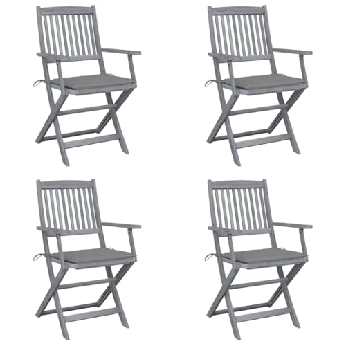 Aiious Klappbare Gartenst¨¹hle 4 STK. mit Sitzkissen Massivholz Akazie von Aiious