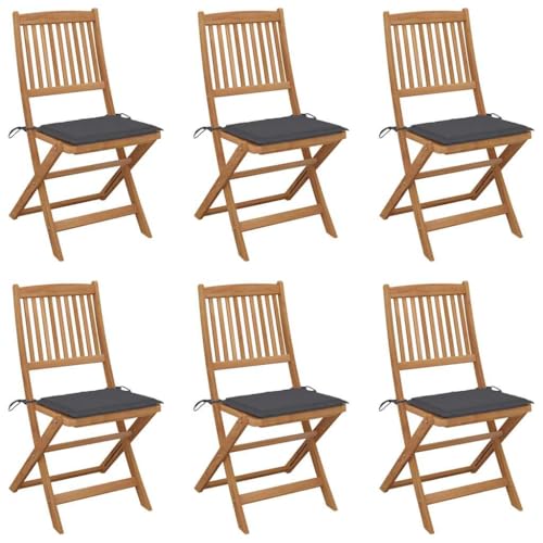 Aiious Klappbare Gartenst¨¹hle 6 STK. mit Kissen Massivholz Akazie Aiious Klappbare Gartenst¨¹hle 6 STK. mit Kissen Massivholz Akazie von Aiious