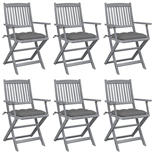 Aiious Klappbare Gartenst¨¹hle 6 STK. mit Kissen Massivholz Akazie Aiious Klappbare Gartenst¨¹hle 6 STK. mit Kissen Massivholz Akazie von Aiious