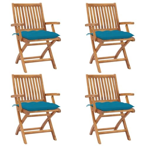 Aiious Klappbare Gartenst¨¹hle mit Kissen 4 STK. Massivholz Teak Aiious Klappbare Gartenst¨¹hle mit Kissen 4 STK. Massivholz Teak von Aiious