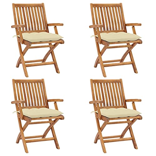 Aiious Klappbare Gartenst¡§1hle mit Kissen 4 STK. Massivholz Teak Aiious Klappbare Gartenst¡§1hle mit Kissen 4 STK. Massivholz Teak von Aiious