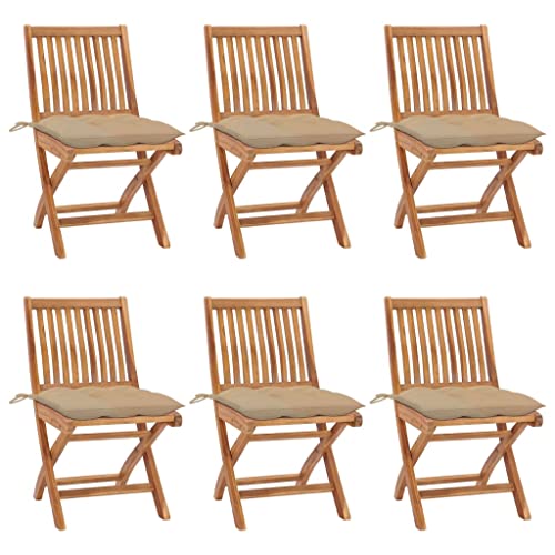 Aiious Klappbare Gartenst¨¹hle mit Kissen 6 STK. Massivholz Teak Aiious Klappbare Gartenst¨¹hle mit Kissen 6 STK. Massivholz Teak von Aiious