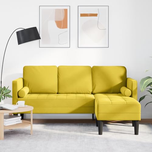 Aiious L-f?rmiges Gelbes Sofa 173x131x67 cm Samt - Zeitgem??, Platzsparend f¨¹r Moderne R?ume von Aiious