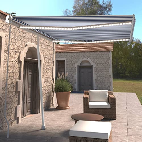 Aiious Markise 300x250 cm Blau Weiss Einziehbar mit LED - Robuster Aufbau, Anpassbare Winkel und Solarbeleuchtung f¨¹r Outdoor Abende Aiious Markise 300x250 cm Blau Weiss Einziehbar mit LED - Robuster Aufbau, Anpassbare Winkel und Solarbeleuchtung f¨¹r Outdoor Abende von Aiious