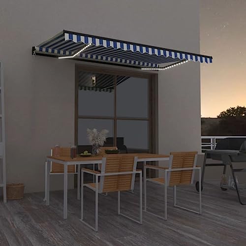 Schaff angenehmen k¨¹hlen Au?enbereich mit einziehbarer Markise 400x350 cm Blau Weiss LED Solarbetrieb Schaff angenehmen k¨¹hlen Au?enbereich mit einziehbarer Markise 400x350 cm Blau Weiss LED Solarbetrieb von Aiious