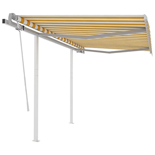 Sonnensegel 3,5x2,5 m Gelb & Weiss Fuer Terrasse UV-geschuetzt leicht robust von Aiious