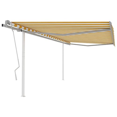 Aiious Markise 4x3,5 m Gelb & Weiss - UV-Schutz und Kuehlbereich auf Terrasse von Aiious