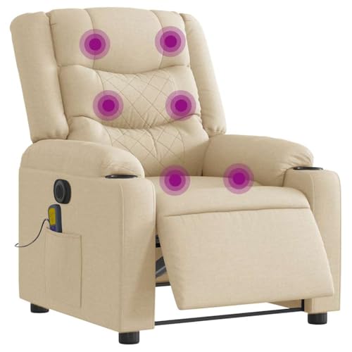 Aiious Massagesessel Elektrisch Creme Stoff von Aiious