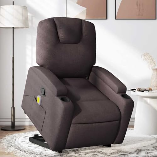 Aiious Massagesessel mit Aufstehhilfe Dunkelbraun Stoff von Aiious