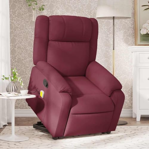 Aiious Massagesessel mit Aufstehhilfe Weinrot Stoff von Aiious