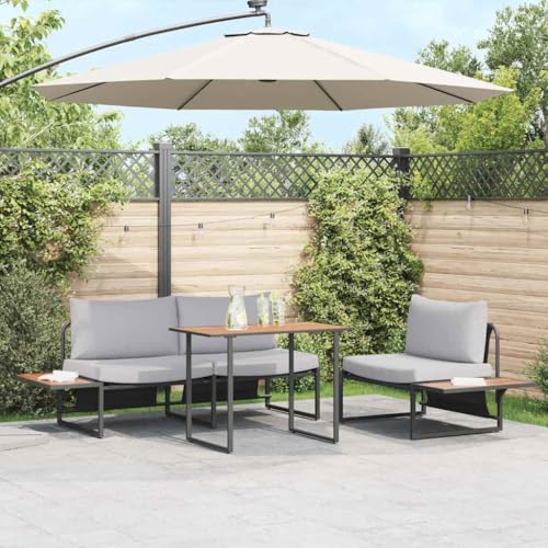 Aiious Wetterfeste 3er Essgruppe aus langlebigem Stahl in Hellgrau UV-best?ndig f¨¹r Balkon Terrasse Garten von Aiious