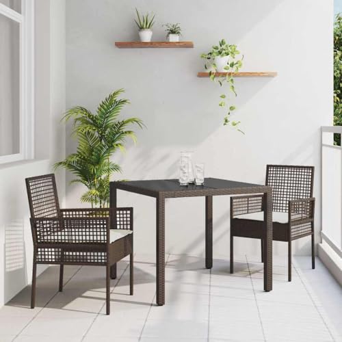 Aiious UV-Best?ndige Poly Rattan Essgruppe 3-teilig in Braun inkl. GEH?rteter Glasplatte Aiious UV-Best?ndige Poly Rattan Essgruppe 3-teilig in Braun inkl. GEH?rteter Glasplatte von Aiious