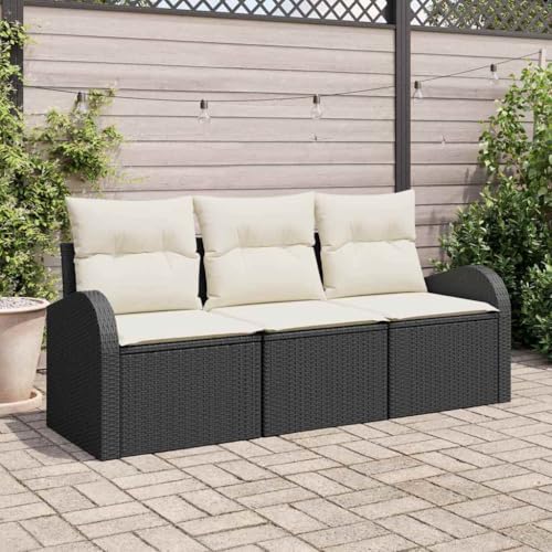 Aiious Modulares Terrassensofa Set in Schwarz mit bequemen Kissen und UV-Best?ndigem Poly Rattan Aiious Modulares Terrassensofa Set in Schwarz mit bequemen Kissen und UV-Best?ndigem Poly Rattan von Aiious