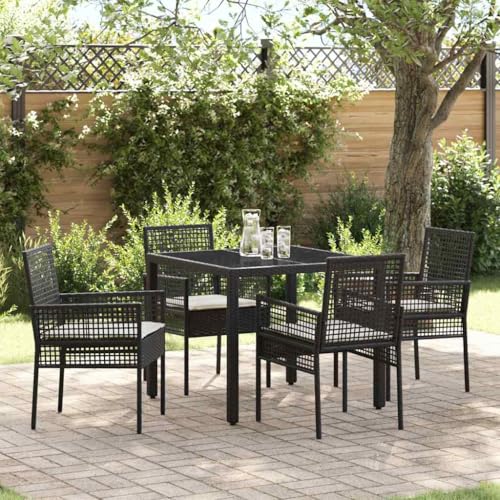 Aiious Robuste 5er Garten Essgruppe in Schwarz Langlebiges Poly Rattan Set f¨¹r Outdoor Nutzung Mit Pulverbeschichtetem Stahlrahmen Aiious Robuste 5er Garten Essgruppe in Schwarz Langlebiges Poly Rattan Set f¨¹r Outdoor Nutzung Mit Pulverbeschichtetem Stahlrahmen von Aiious