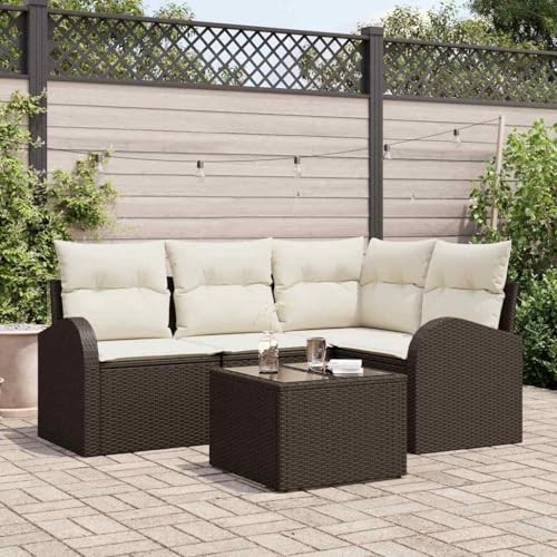 Aiious Stilvolles Balkon- oder Terrassensofa-Set, 5-teilig, Braun, UV-best?ndig Aiious Stilvolles Balkon- oder Terrassensofa-Set, 5-teilig, Braun, UV-best?ndig von Aiious