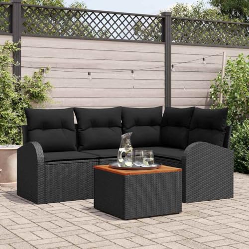 Aiious Robustes 5-Personen Gartensofa aus UV-Best?ndigem Poly-Rattan Schwarz Komfortable Sitzfl?Che Vielseitig einsetzbar Aiious Robustes 5-Personen Gartensofa aus UV-Best?ndigem Poly-Rattan Schwarz Komfortable Sitzfl?Che Vielseitig einsetzbar von Aiious