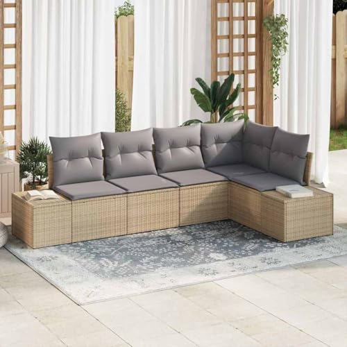 Aiious Wetterfestes 5er Gartensofa-Set in Beige ¨C Modulares Poly-Rattan Sofa mit Kissen f¨¹r gem¨¹tliche Stunden im Freien Aiious Wetterfestes 5er Gartensofa-Set in Beige ¨C Modulares Poly-Rattan Sofa mit Kissen f¨¹r gem¨¹tliche Stunden im Freien von Aiious