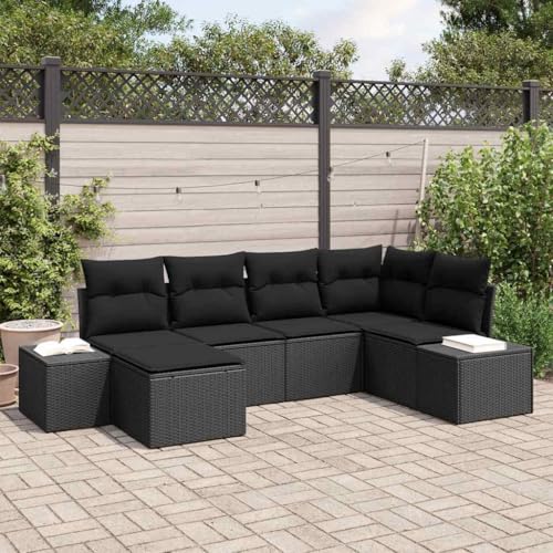 Aiious Wetterfestes Gartensofa-Set in Schwarz, 6 Stuecke, mit Polstern und Stahlrahmen Aiious Wetterfestes Gartensofa-Set in Schwarz, 6 Stuecke, mit Polstern und Stahlrahmen von Aiious
