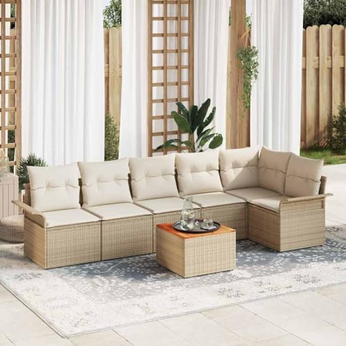 Aiious Stilvolles Gartensofa Set in Beige mit 7 Teilen Ideal f¨¹r Terrasse und Balkon von Aiious
