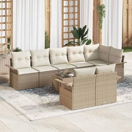 Aiious 9-teiliges Outdoor-Sofa-Set mit Polster Beige Poly Rattan Modular Aiious 9-teiliges Outdoor-Sofa-Set mit Polster Beige Poly Rattan Modular von Aiious