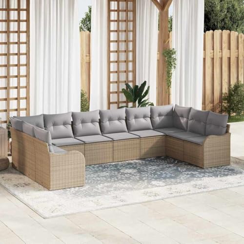 Aiious 10-teiliges Outdoor-Sofa-Set mit Kissen, Beige Poly Rattan, Modernes Design Aiious 10-teiliges Outdoor-Sofa-Set mit Kissen, Beige Poly Rattan, Modernes Design von Aiious