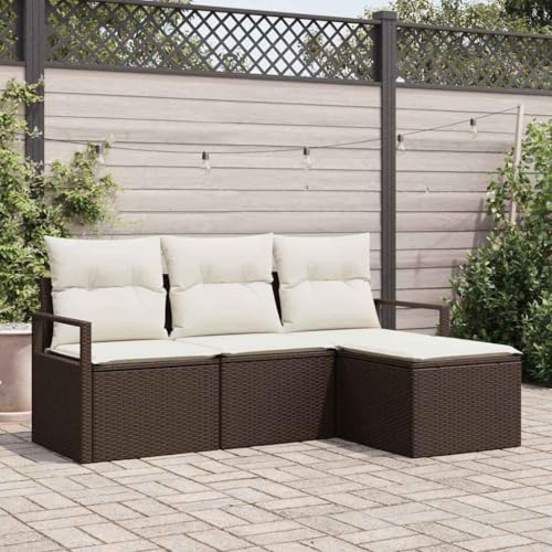 Aiious Gartensofa 4er Set Braun Poly Rattan f¨¹r Terrasse und Garten von Aiious