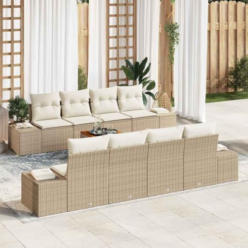 Aiious 9-teiliges wetterfestes Gartensofa-Set mit Kissen Beige Poly Rattan Aiious 9-teiliges wetterfestes Gartensofa-Set mit Kissen Beige Poly Rattan von Aiious
