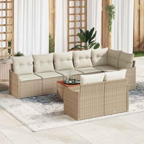 Aiious Robustes Poly Rattan Sofa-Set 9-teilig Beige mit Tisch und Hocker f¨¹r gem¨¹tliche Stunden im Freien Aiious Robustes Poly Rattan Sofa-Set 9-teilig Beige mit Tisch und Hocker f¨¹r gem¨¹tliche Stunden im Freien von Aiious
