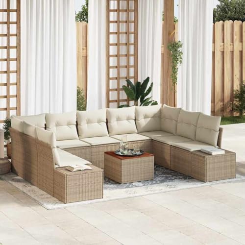 Aiious 10-teiliges Gartensofa Set in Beige aus wetterfestem Poly Rattan mit Kissen Aiious 10-teiliges Gartensofa Set in Beige aus wetterfestem Poly Rattan mit Kissen von Aiious